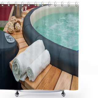 Personality  Closeup Of Hot Tub Shower Curtains