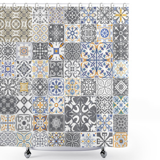Personality  Big Vector Set Of Tiles In Portuguese, Spanish, Italian Style. For Wallpaper, Backgrounds, Decoration For Your Design, Ceramic, Page Fill And More. Shower Curtains