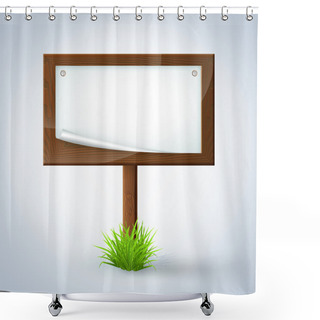 Personality  Wooden Sign In Grass Shower Curtains