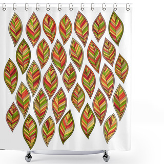 Personality  Set Of Doodle Leaves. Vector Shower Curtains