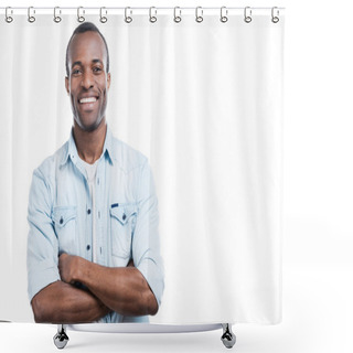 Personality  Black Man Keeping Arms Crossed Shower Curtains