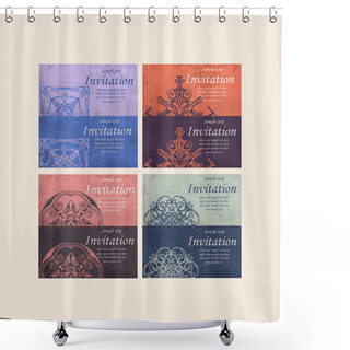 Personality  Set Of Beautiful Retro Cards - For Invitation Shower Curtains