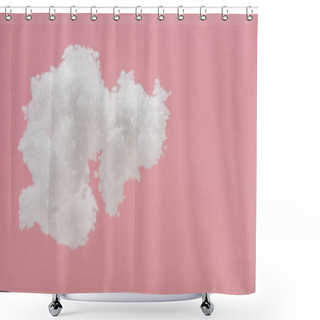 Personality  White Fluffy Cloud Made Of Cotton Wool Isolated On Pink Shower Curtains