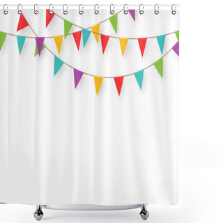 Personality  Carnival Garland With Flags. Decorative Colorful Party Pennants For Birthday Celebration, Festival And Fair Decoration Shower Curtains