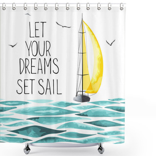 Personality  Sea Pattern With Nautical Elements Shower Curtains