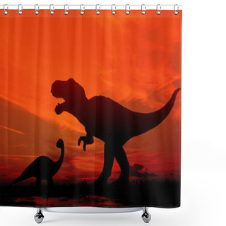 Personality  Silhouette Of Tyrannosaurus Rex Shower Curtains