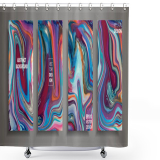 Personality  Modern Design A4.Abstract Marble Texture Of Colored Bright Liquid Paints.Splash Neon Acrylic Paints.Used Design Presentations, Print,flyer,business Cards,invitations, Calendars,sites, Packaging,cover. Shower Curtains