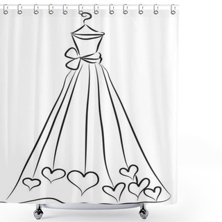 Personality  Vector Illustration Of A Silhouette Of A Bride Dress Shower Curtains