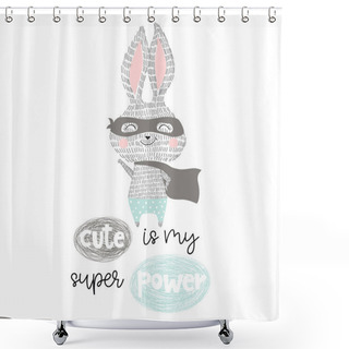 Personality  Super Hero Bunny Shower Curtains