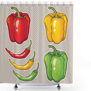 Personality  Peppers Set Shower Curtains