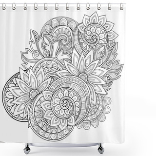 Personality  Abstract Monochrome Floral Background Shower Curtains