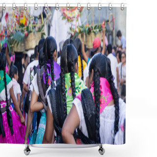 Personality  Oaxaca, Oaxaca / Mexico - 21/7/2018: ( Detail Of Celebration Of Traditional Guelaguetza In Downtown Oaxaca Mexico ) Shower Curtains