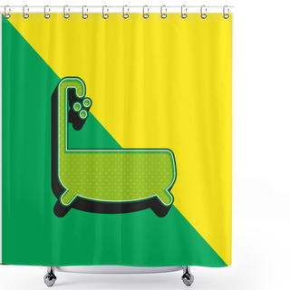 Personality  Bathtub With Water Dropping Green And Yellow Modern 3d Vector Icon Logo Shower Curtains