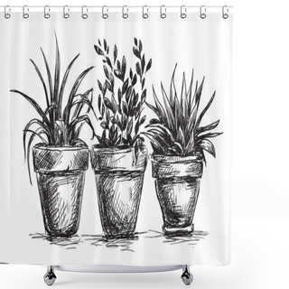 Personality  Flower Pots Shower Curtains