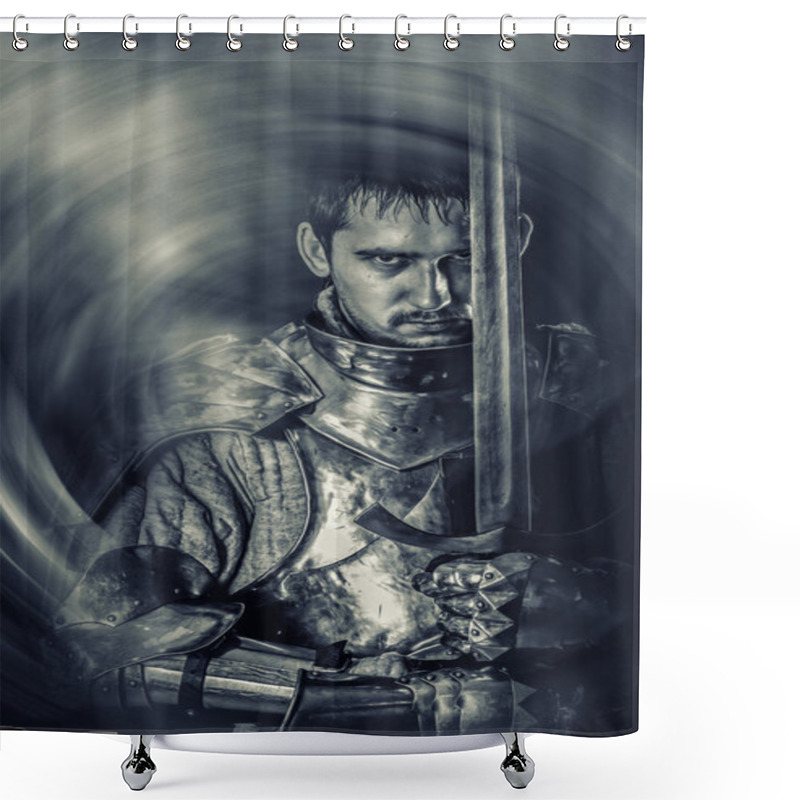 Personality  Hero With A Sword In Armor Shower Curtains