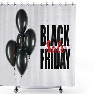 Personality  Shiny Black Balloons Shower Curtains