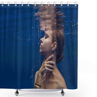 Personality  Beautiful Girl Underwater Shower Curtains