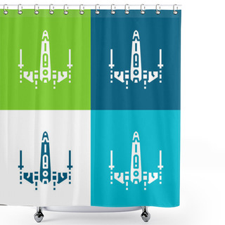Personality  Battleship Flat Four Color Minimal Icon Set Shower Curtains