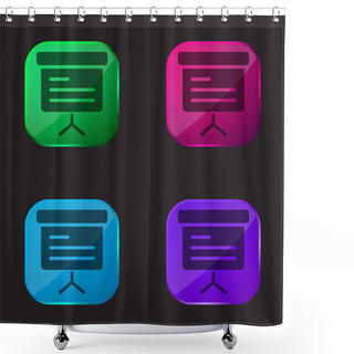 Personality  Blackboard Four Color Glass Button Icon Shower Curtains