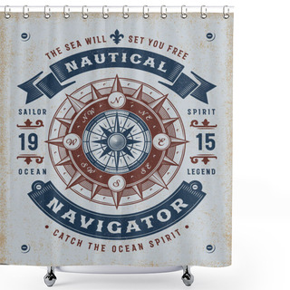 Personality  Vintage Nautical Navigator Typography Shower Curtains
