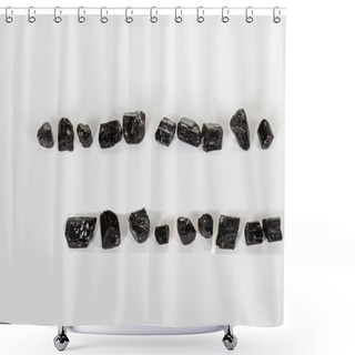 Personality  Macro Mineral Stone Schorl, Black Tourmaline On White Background Shower Curtains