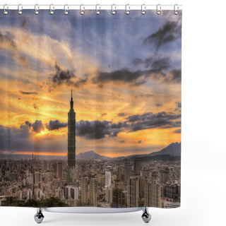 Personality  Taipei Cityscape Shower Curtains
