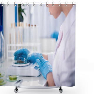 Personality  Female Scientist At Laboratory Shower Curtains