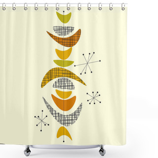 Personality  Mid Century Modern Elegant Pastel Colors Abstract Forms For Card, Header, Invitation, Social Posts. Geometric Shapes Mid-century Elements On Vertical Composition.  Shower Curtains