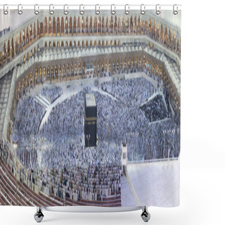 Personality  Muslims Prayer Around AlKaaba In Mecca, Saudi Arabia, Aerial View Shower Curtains