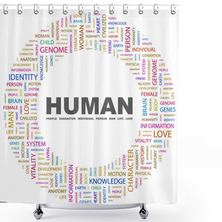 Personality  HUMAN. Word Collage On White Background Shower Curtains