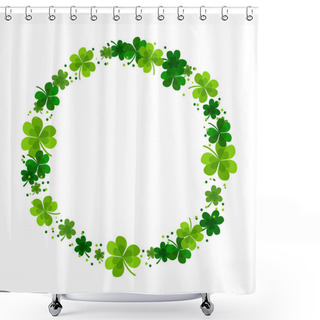 Personality  Vector Round Clover Frame Illustration For St. Patricks Day Shower Curtains