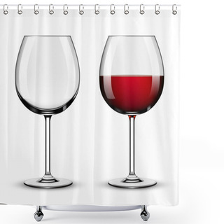 Personality  Full And Empty Red Wine Glass Against A White Background Shower Curtains
