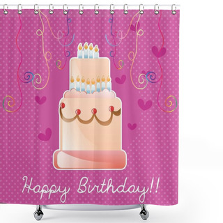 Personality  Birthday Cake Card Shower Curtains