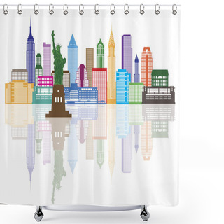 Personality  New York City Skyline Color Illustration Shower Curtains