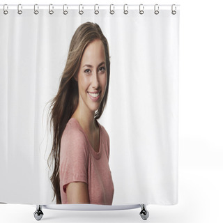 Personality  Young Woman Smiling Shower Curtains