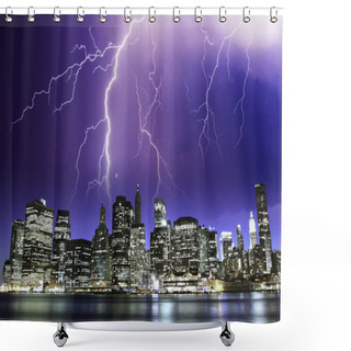Personality  Storm In The Night Over New York Skyscrapers Shower Curtains