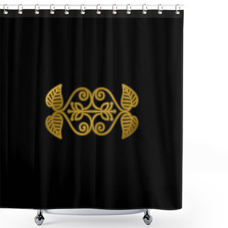 Personality  Beautiful Floral Design Gold Plated Metalic Icon Or Logo Vector Shower Curtains