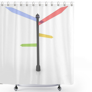 Personality  3D Render Road Sign With Pointer Shower Curtains