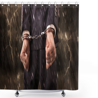 Personality  Stormy Wallpaper With Close Handcuffed Man Shower Curtains