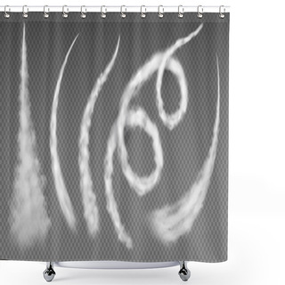 Personality  Airplane Condensation Trails. Aircraft Smock Jet Rocket Steam Burst Effect Plane Spray Contrail Lines. Plane Vector Template Shower Curtains