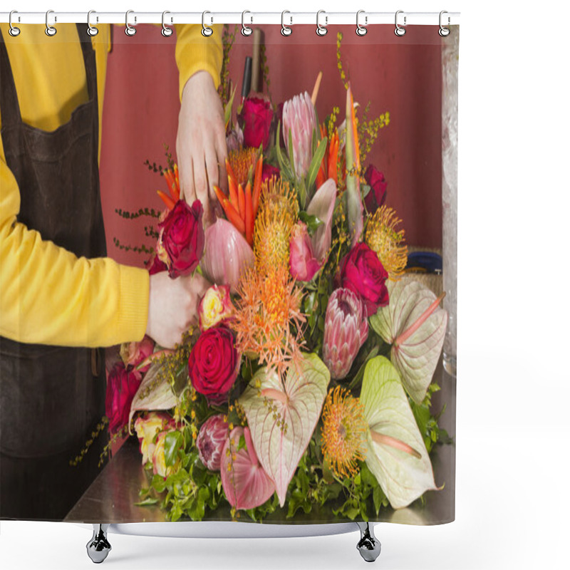 Personality  Florist Arranging Fresh Flowers Shower Curtains