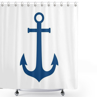 Personality  Anchor Vector Logo Blue Icon Nautical Maritime Sea Ocean Boat Illustration Symbol Shower Curtains