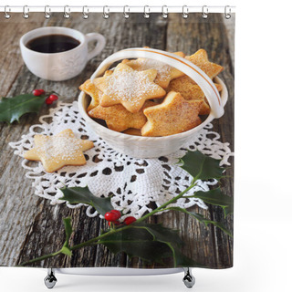 Personality   Christmas Cookies And Cup Of Coffee Shower Curtains