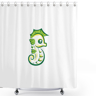 Personality  Cute Seahorse Design Line Art With Variant Color Shower Curtains