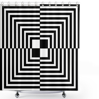 Personality  Op Art Illustration Of Black And White Squares Shower Curtains