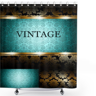 Personality  Turquoise Vintage Wallpaper Shower Curtains