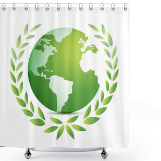 Personality  Green Earth Icons On White Shower Curtains