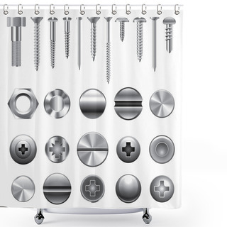 Personality  Screws And Nuts Icons Vector Set Shower Curtains