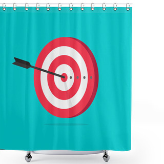 Personality  Target Vector Icon Illustration, Flat Cartoon Target With Arrow In Center Of Aim, Idea Of Success Goal, Competition Winner, Bullseye Shot, Victory Hit Shower Curtains