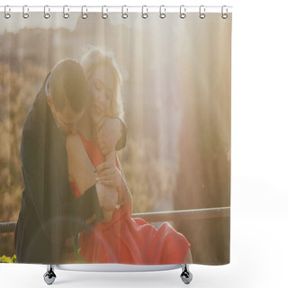 Personality  Happy Young Couple  Shower Curtains